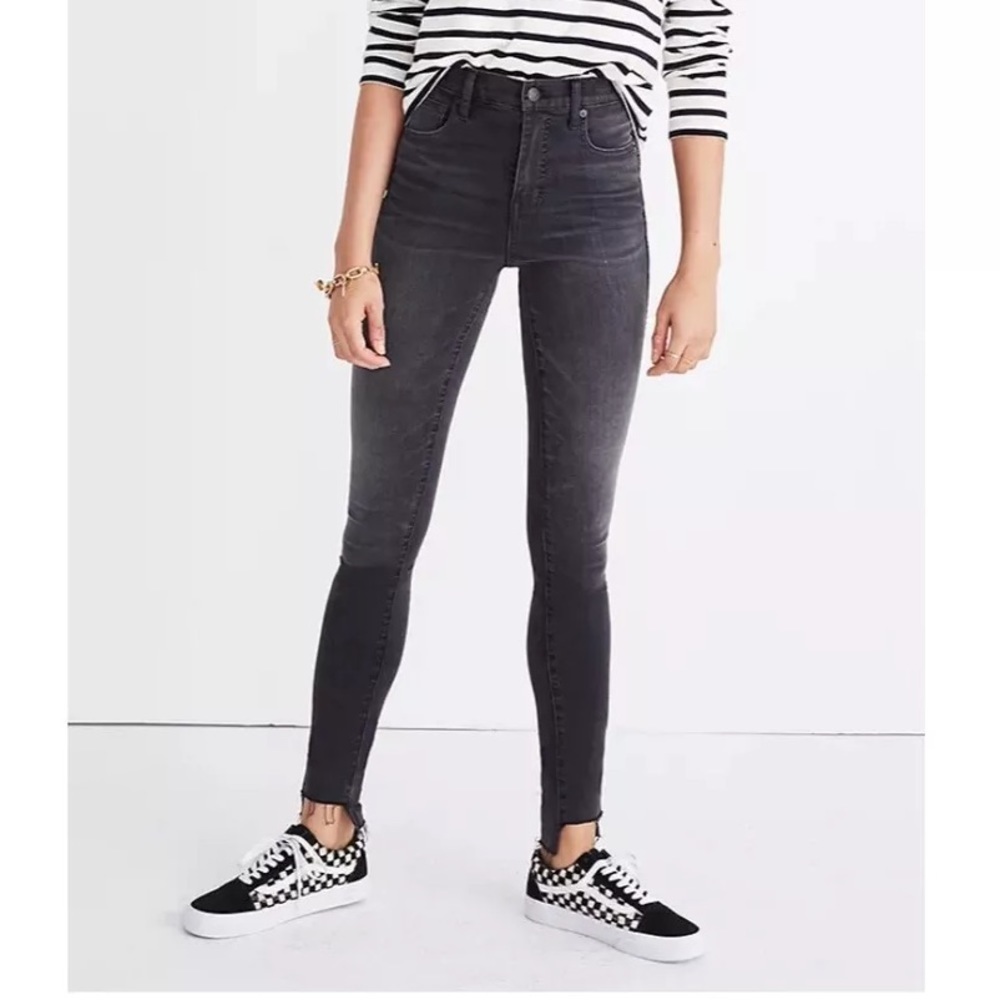 Madewell jeans black 10” high rise skinny women’s size 28 raw step hem
